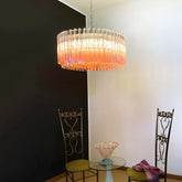 Murano Triedri Round Prisms Pink Chandelier 29.5"